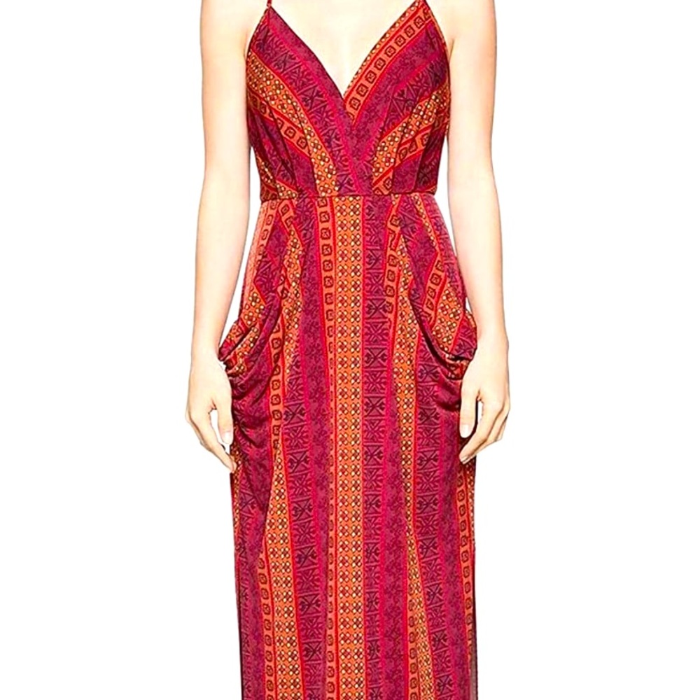 BCBGeneration Folklore Stripes Surplice Midi